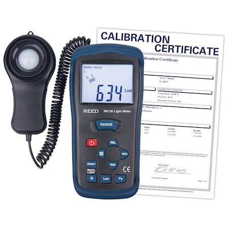 Reed Instruments REED R8130 Light Meter, includes ISO Certificate R8130-NIST